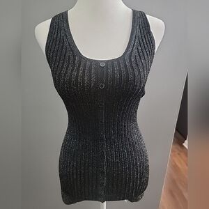 Prabal Gurung Designer Shimmer Metallic Button Down Tank Top XS
